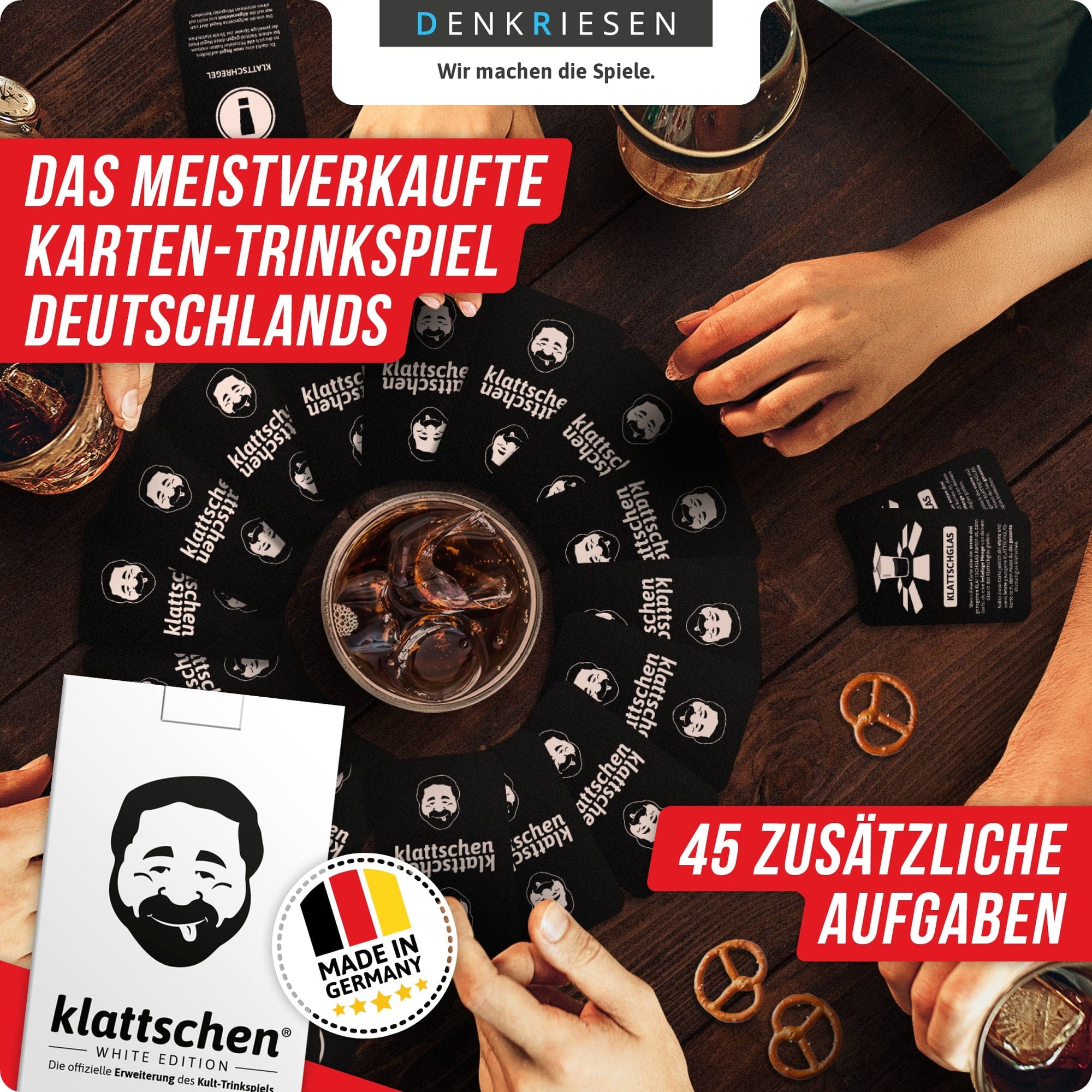 Eine Partie Klattschen mit ausgelegten Karten